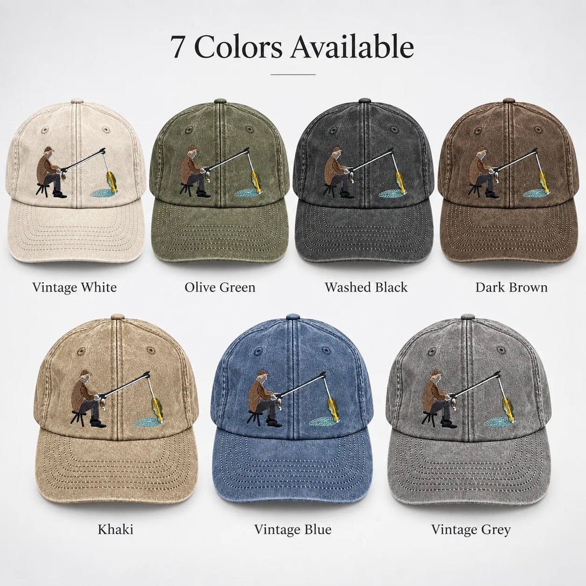 ๐ฅ Last Day 50% OFF-๐ฃ๐งข Catch of the Day Interactive Fishing Cap โ Vintage Washed Moving Fish Hat