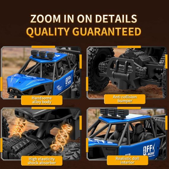 6-Wheel Alloy RC Off-Road Climbing Truck – Heavy-Duty Remote Control Car for Kids