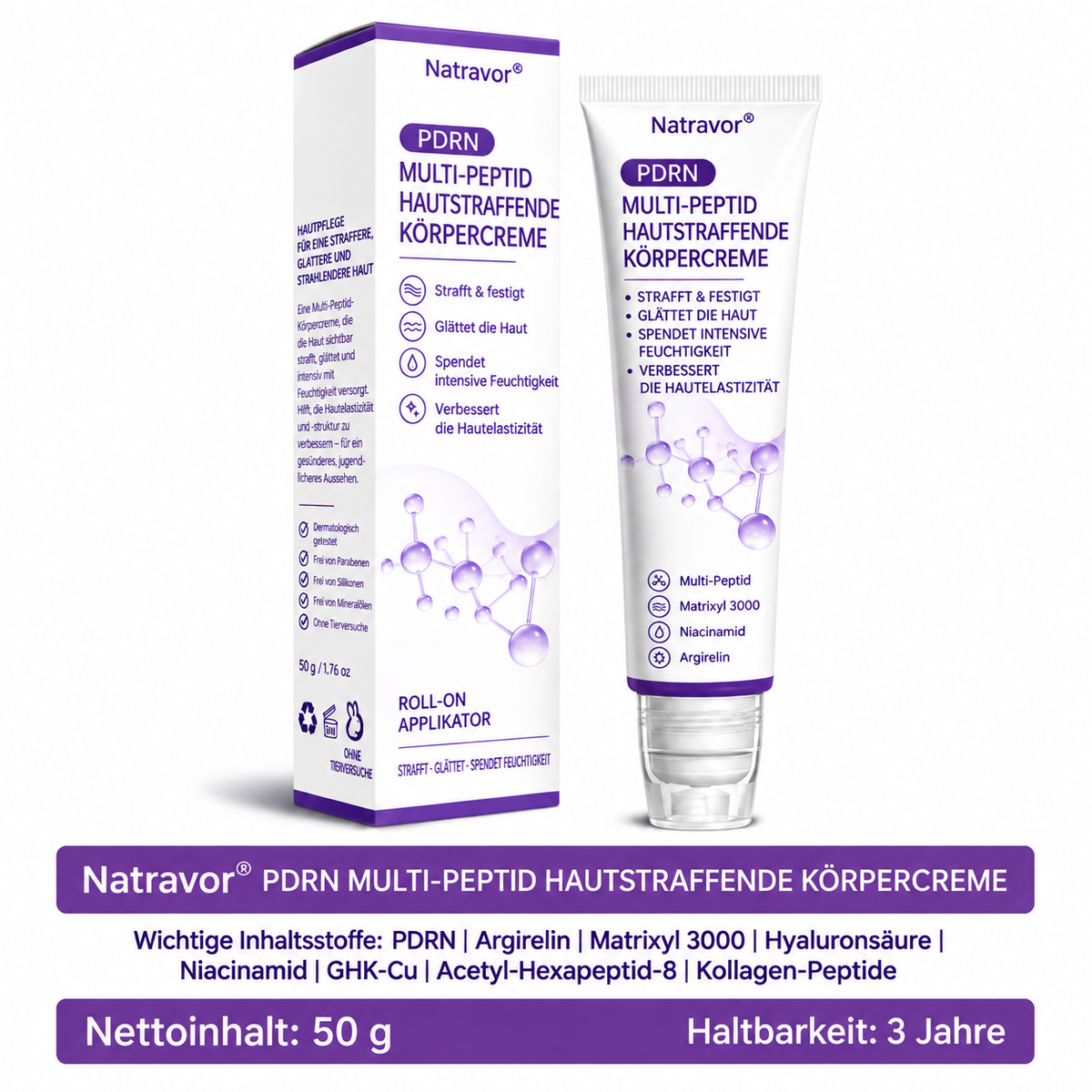 Natravor®🎗️ PDRN Multi-Peptid Straffende Körpercreme | Anti-Aging Pflege, Feuchtigkeit, Straffung & Lifting für ein glatteres, ebenmäßigeres Hautbild
