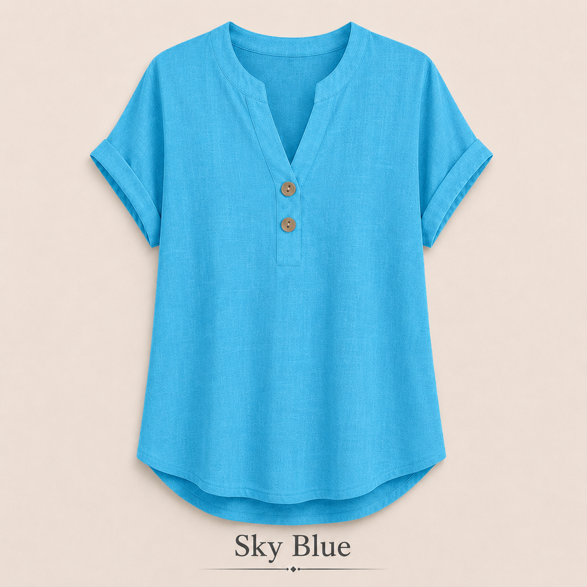 2026 Hot Style Women’s V-Neck Henley Top – Casual Loose Short Sleeve Dressy Blouse & Basic Tee
