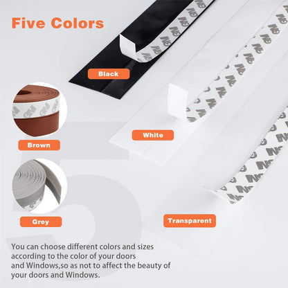 6.4Ft Door Weather Stripping | Adhesive Draft Stopper Seal Strip for Doors, Windows & Shower Doors