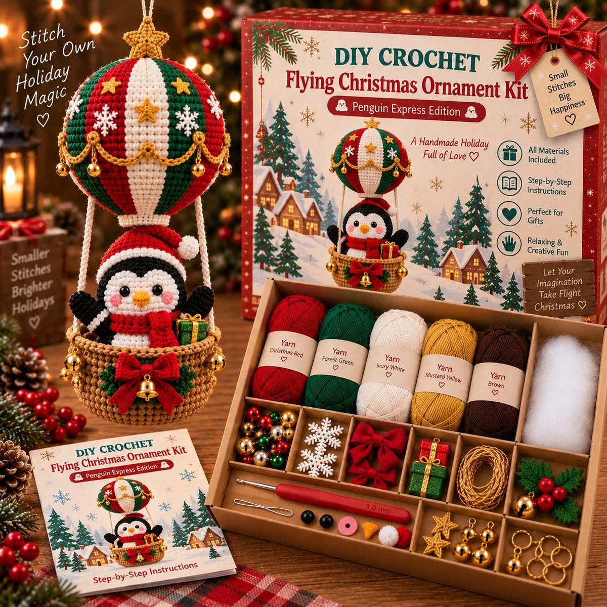 🧶 Flying Christmas DIY Crochet Kit — Create Your Own Magical Holiday Ornament