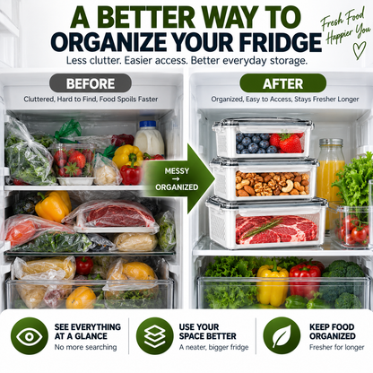 3 Piece Fresh Produce Storage Containers with Ventilated Baskets