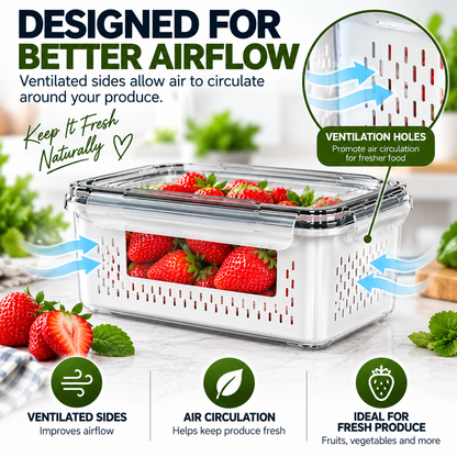 3 Piece Fresh Produce Storage Containers with Ventilated Baskets