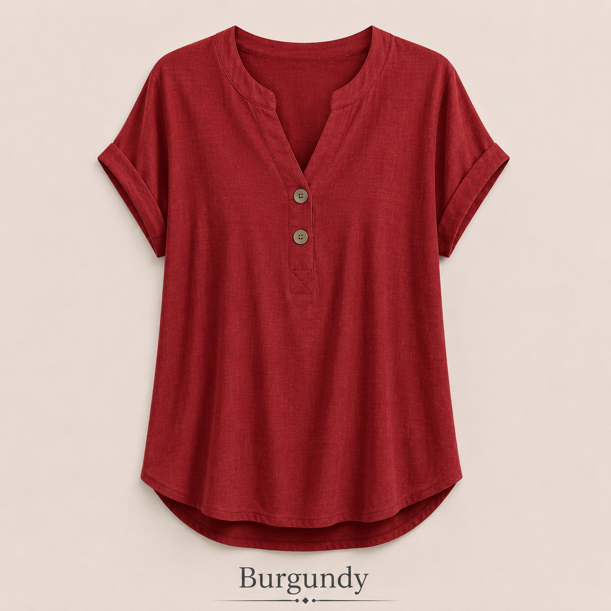 2026 Hot Style Women’s V-Neck Henley Top – Casual Loose Short Sleeve Dressy Blouse & Basic Tee