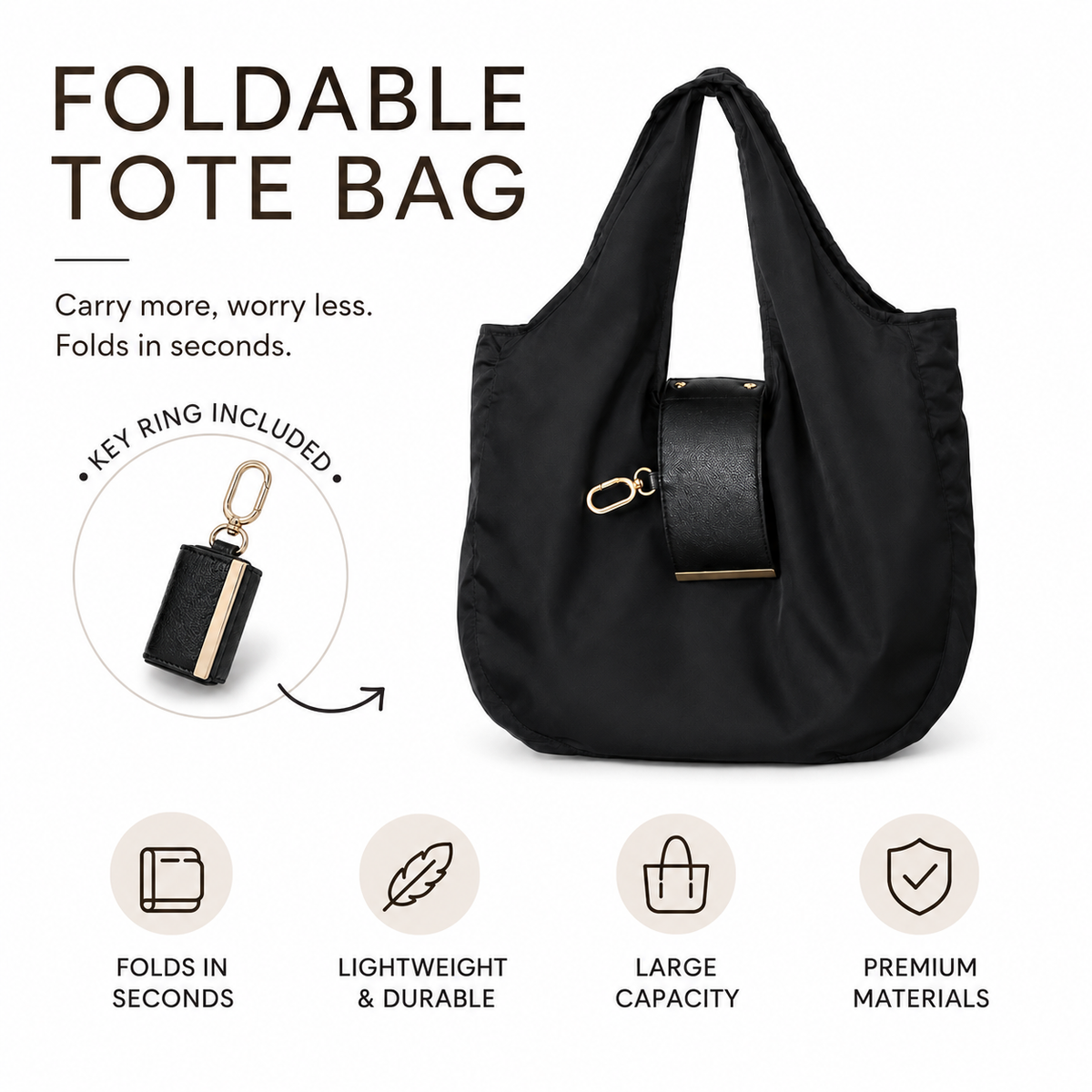 FoldAway™ Everyday Keychain Tote Bag
