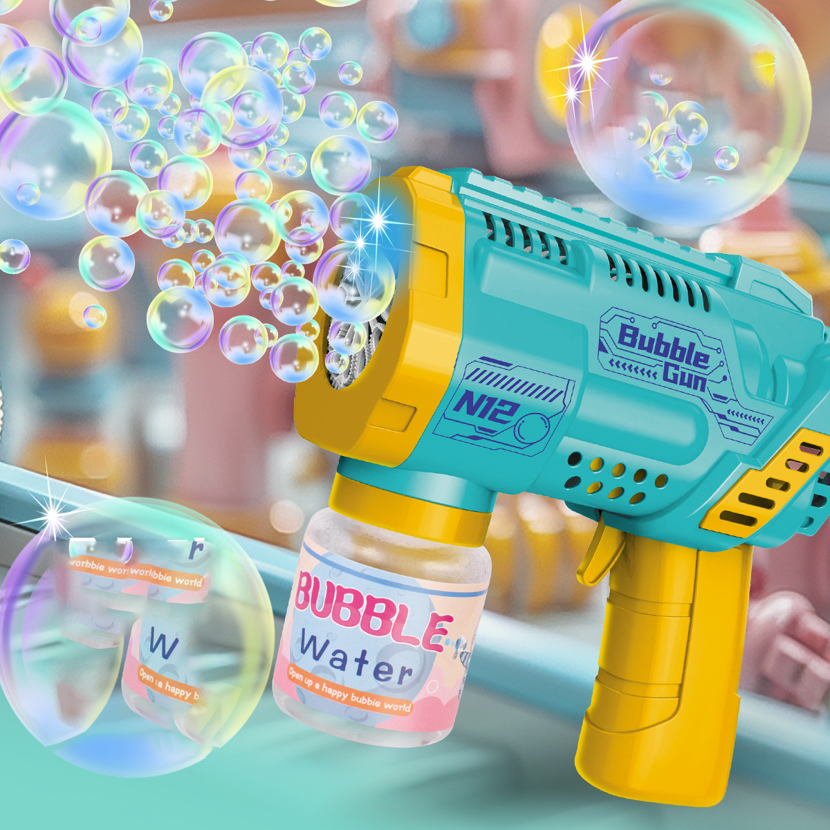 12-Hole Automatic Bubble Machine Gun – Handheld Kids Bubble Blaster