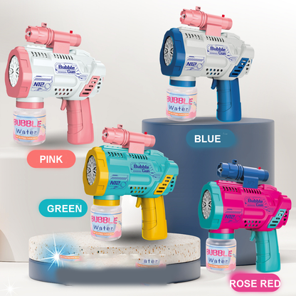 12-Hole Automatic Bubble Machine Gun – Handheld Kids Bubble Blaster