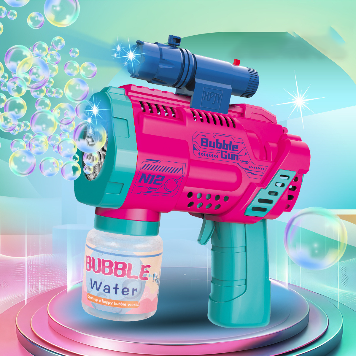 12-Hole Automatic Bubble Machine Gun – Handheld Kids Bubble Blaster