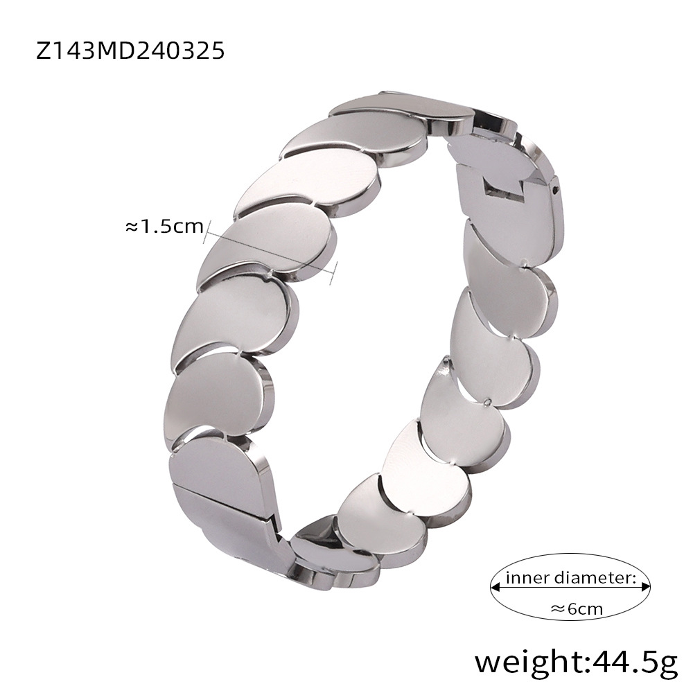 Geometric Layered Bangle Bracelet – Water Drop Design 18K Gold Plated Titanium Steel Jewelry