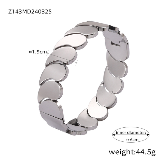Geometric Layered Bangle Bracelet – Water Drop Design 18K Gold Plated Titanium Steel Jewelry
