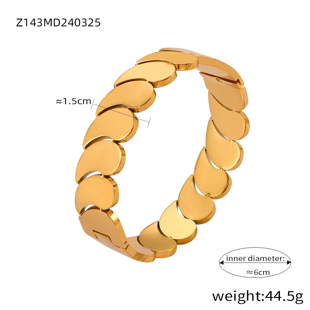 Geometric Layered Bangle Bracelet – Water Drop Design 18K Gold Plated Titanium Steel Jewelry