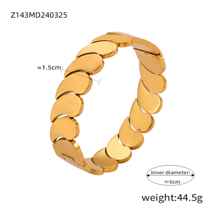 Geometric Layered Bangle Bracelet – Water Drop Design 18K Gold Plated Titanium Steel Jewelry