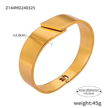 Geometric Layered Bangle Bracelet – Water Drop Design 18K Gold Plated Titanium Steel Jewelry