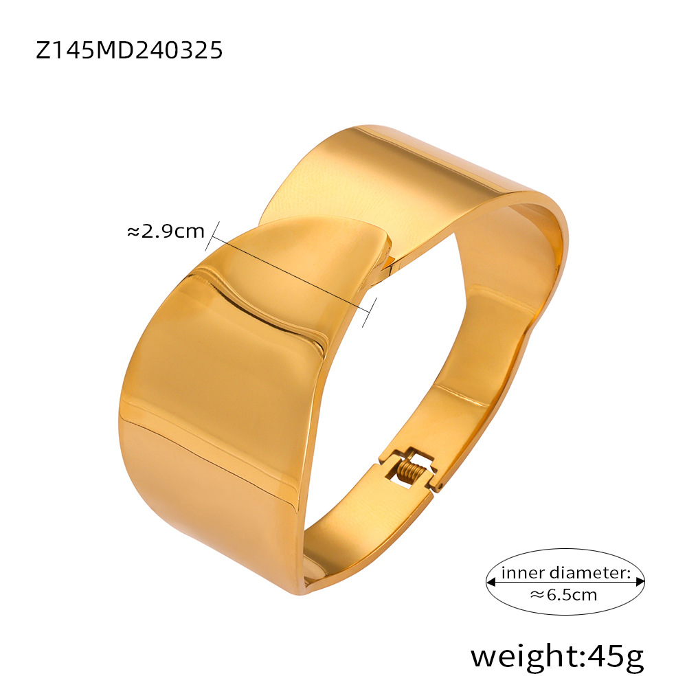 Geometric Layered Bangle Bracelet – Water Drop Design 18K Gold Plated Titanium Steel Jewelry