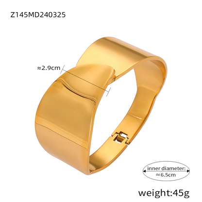 Geometric Layered Bangle Bracelet – Water Drop Design 18K Gold Plated Titanium Steel Jewelry