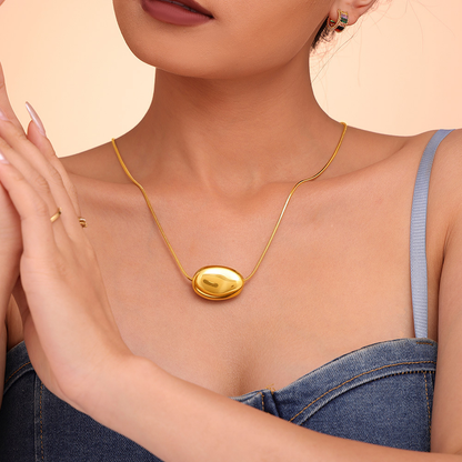 Double Layer Lucky Bean Necklace – 18K Gold Plated Titanium Steel Trendy Choker