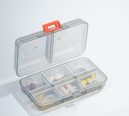 Portable large-capacity travel 8-slot pill organizer box