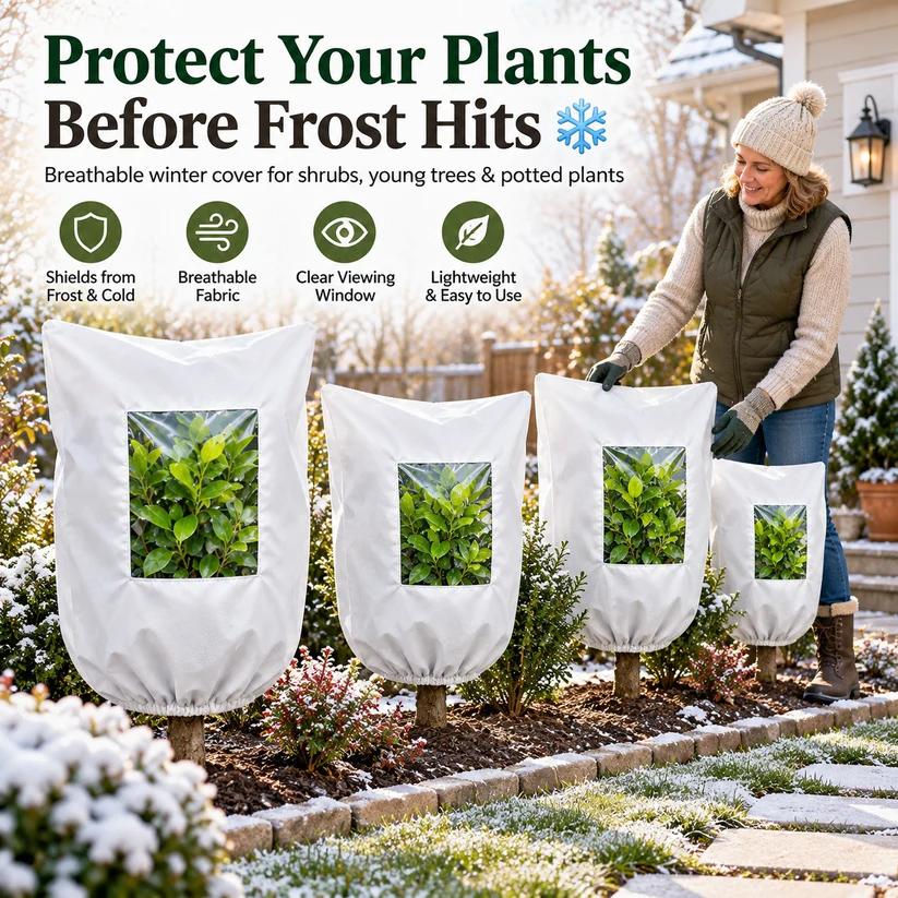 Plant Frost Protection Cover – Reusable Cover for Pots, Shrubs & Young Trees