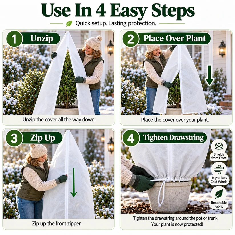 Plant Frost Protection Cover – Reusable Cover for Pots, Shrubs & Young Trees