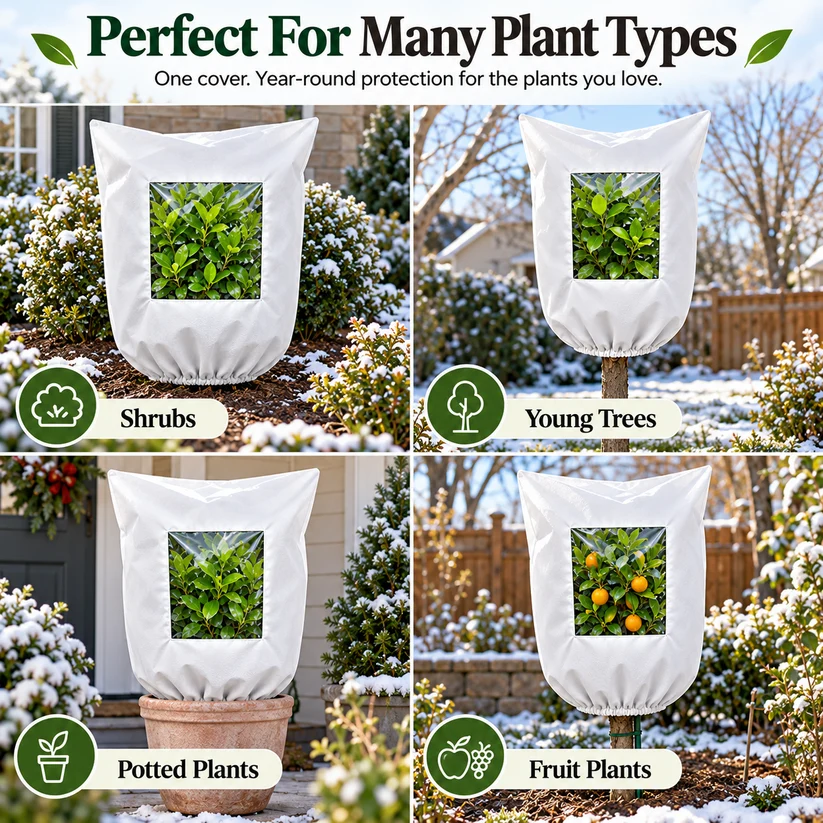 Plant Frost Protection Cover – Reusable Cover for Pots, Shrubs & Young Trees