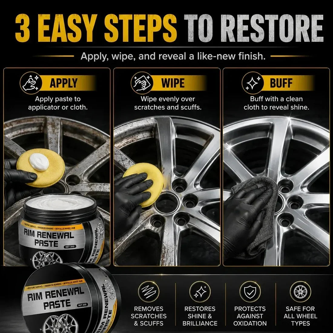 🥳2026 HOT SALE💞50K+ SOLD!✨All-in-One Wheel Care & Restoration Paste