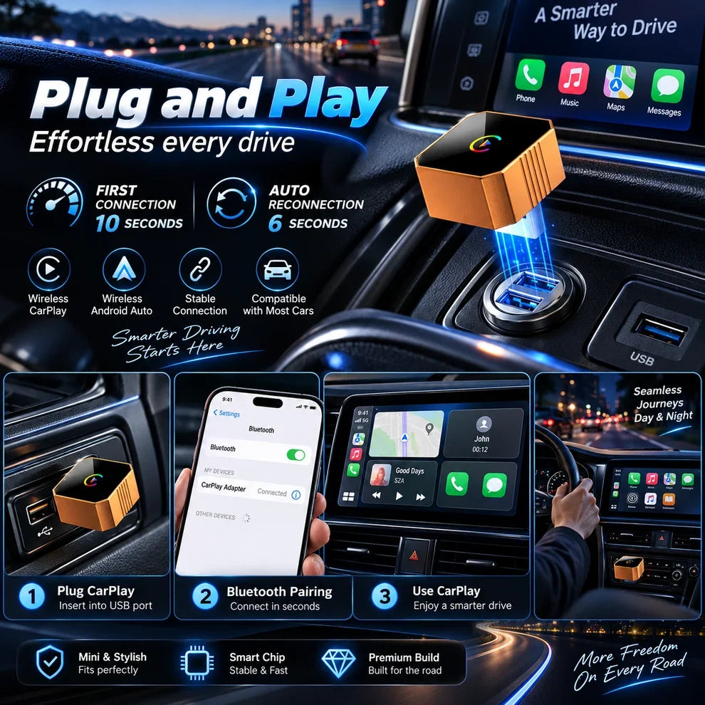 NEW ARRIVAL🚗  Plug-and-Play Wireless CarPlay Adapter for All Compatible Vehicles 🔌