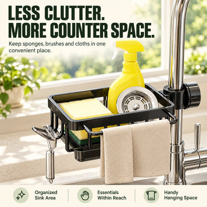 🧽Faucet-Mounted Sink Caddy with Removable Drip Tray