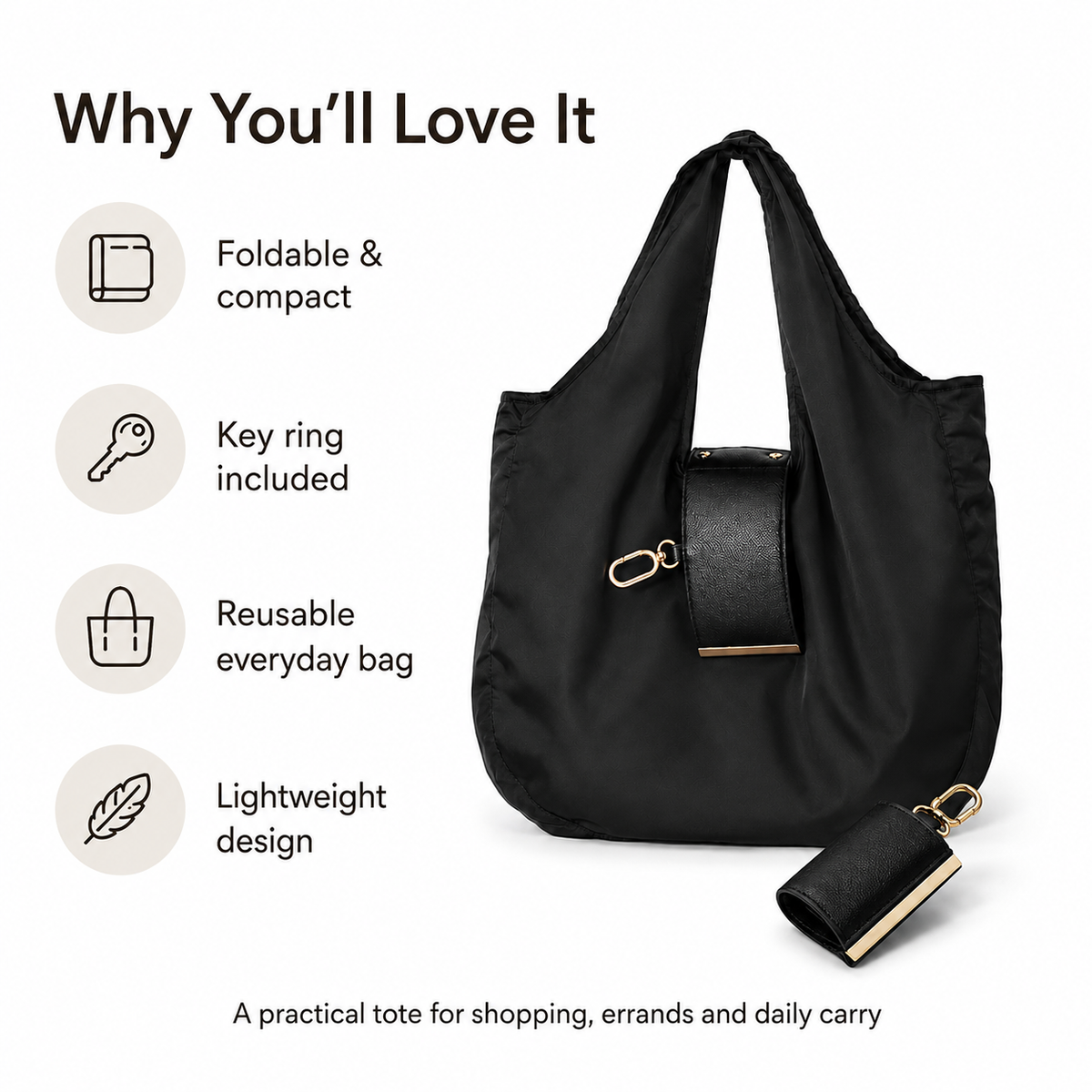 FoldAway™ Everyday Keychain Tote Bag