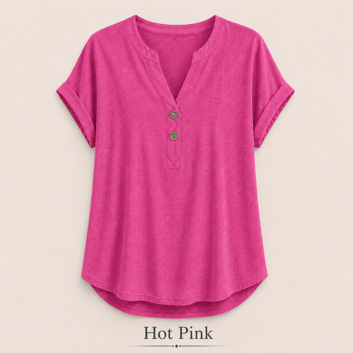 2026 Hot Style Women’s V-Neck Henley Top – Casual Loose Short Sleeve Dressy Blouse & Basic Tee