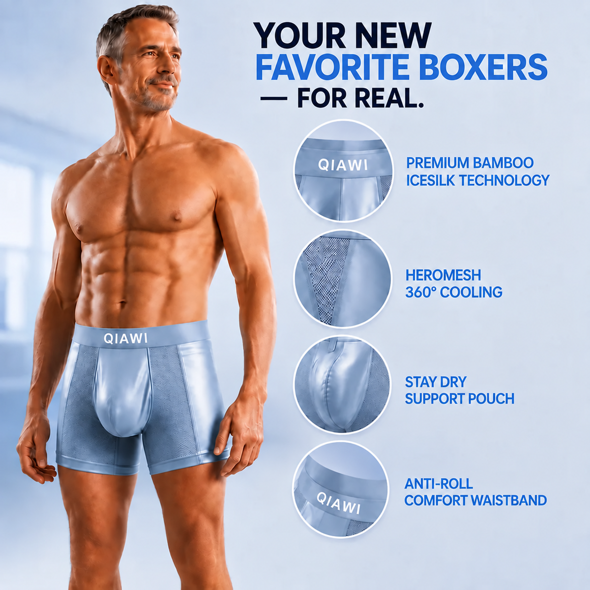 2026 UPGRADED - 60% OFF 🔥QIAWI Premium Leakproof Bamboo Ice Silk Boxer