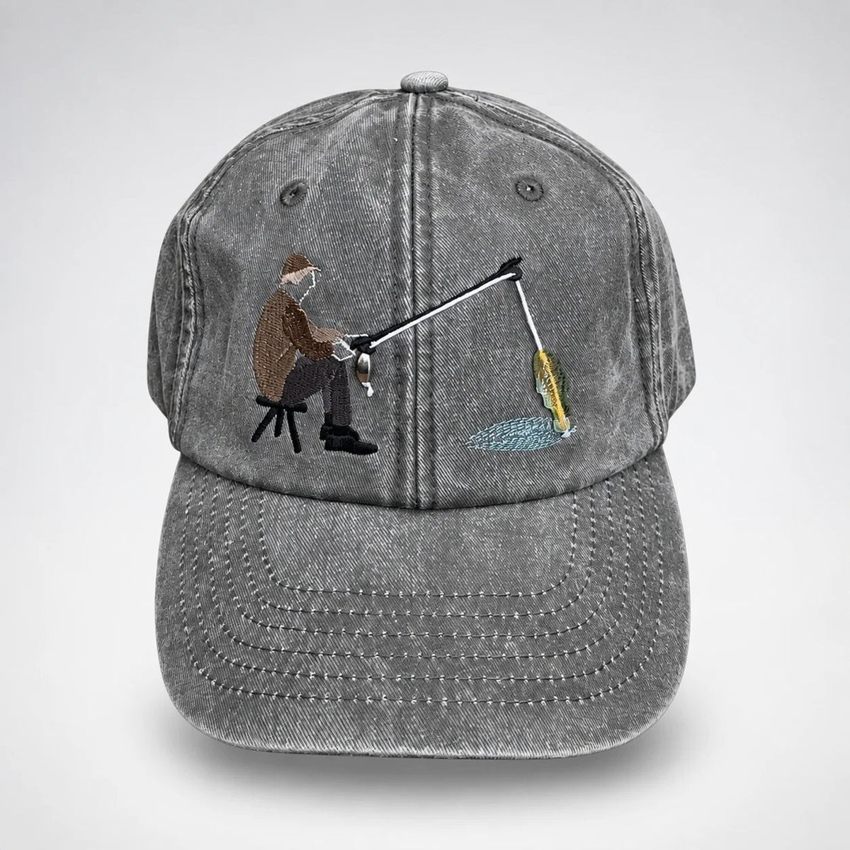 🔥 Last Day 50% OFF-🎣🧢 Catch of the Day Interactive Fishing Cap – Vintage Washed Moving Fish Hat