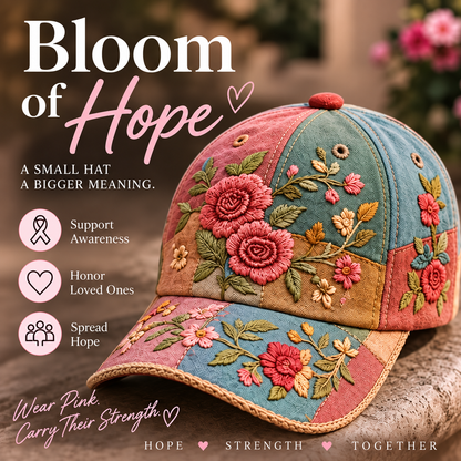 Bloom of Hope Breast Cancer Awareness Embroidered Cap