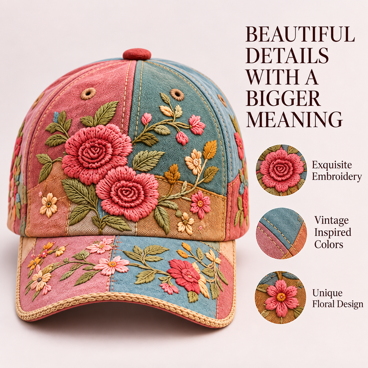 Bloom of Hope Breast Cancer Awareness Embroidered Cap