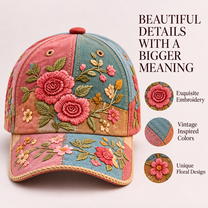 Bloom of Hope Breast Cancer Awareness Embroidered Cap