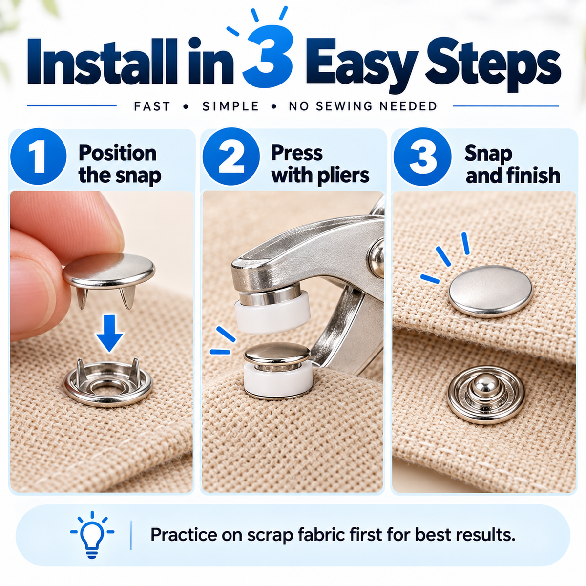 No-Sew Snap Fastener Repair & DIY Kit