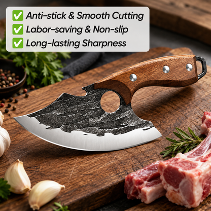 Hand-Forged Black Cleaver Knife – Anti-Stick, Razor-Sharp & Labor-Saving Kitchen Knife for Home Cooks