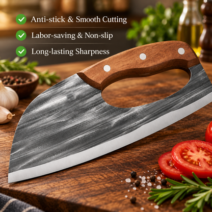 Hand-Forged Black Cleaver Knife – Anti-Stick, Razor-Sharp & Labor-Saving Kitchen Knife for Home Cooks