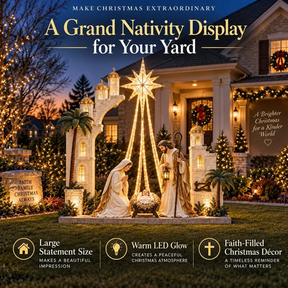 ✨ Christmas Star Nativity Light™ – Illuminated Holy Family Outdoor Yard Display