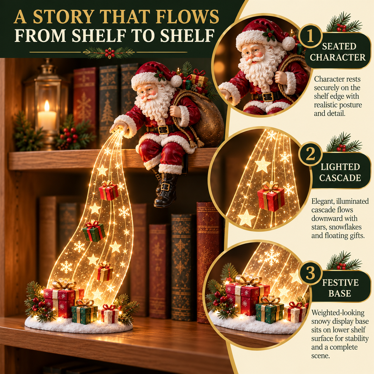 ✨Last Day 50% OFF - Christmas Shelf-Edge Lighted Scene Decor