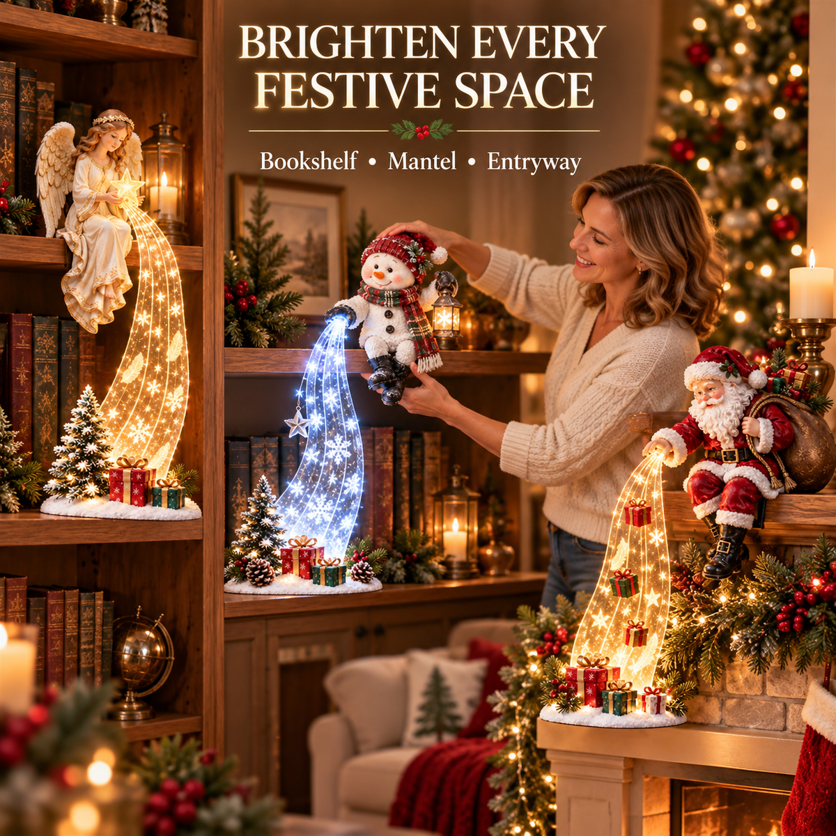 ✨Last Day 50% OFF - Christmas Shelf-Edge Lighted Scene Decor