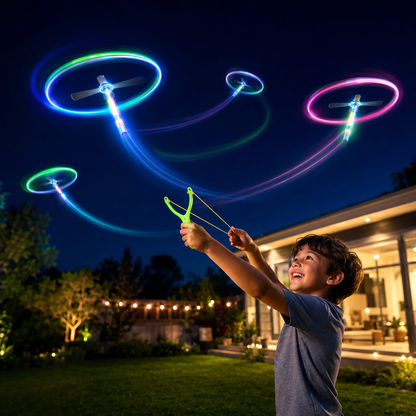 LED Slingshot Flying Copters.