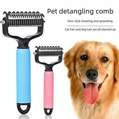 🐾 Double-Sided Stainless Steel Pet Dematting Comb, Shedding & Matted Hair Remover for Dogs & Cats