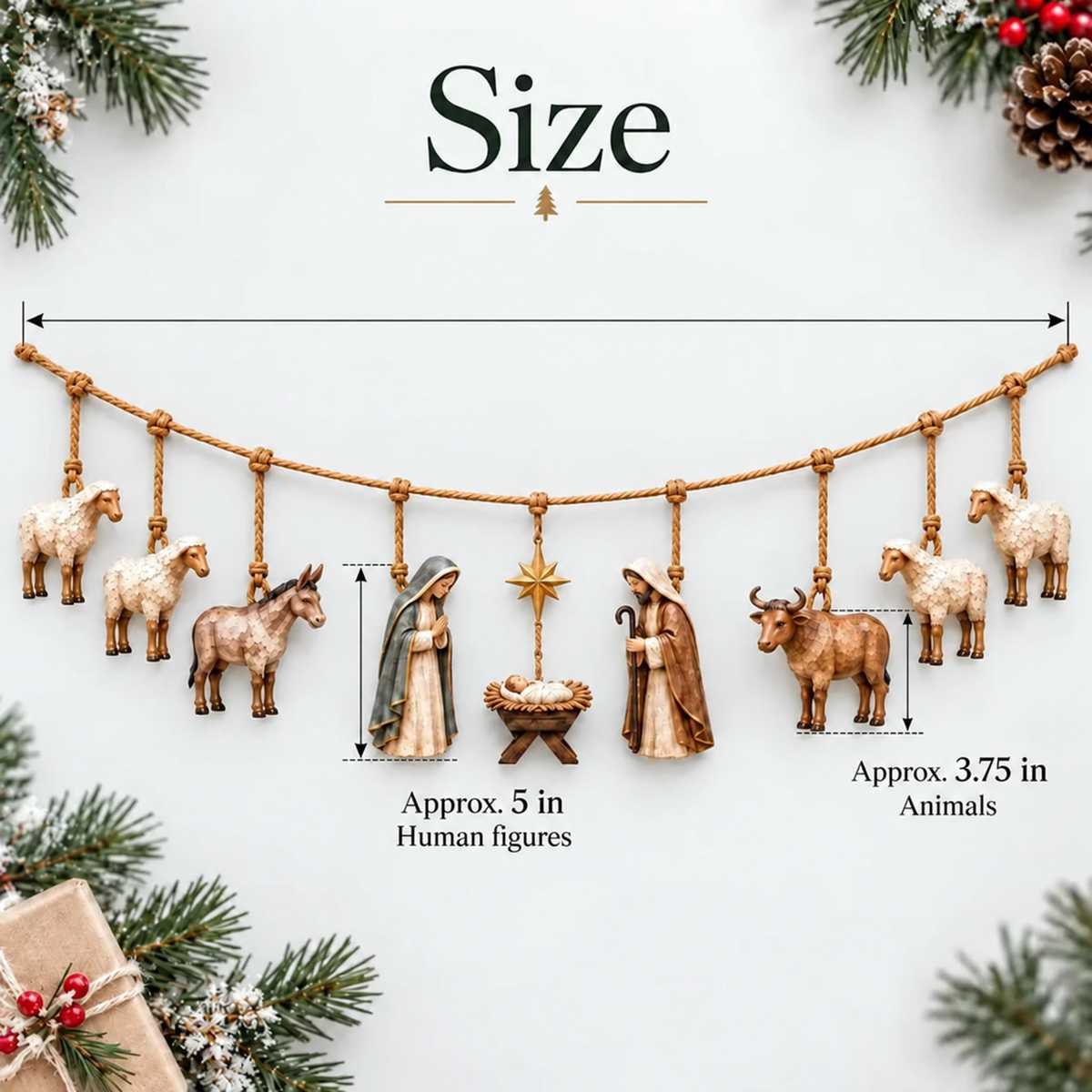 ✝️🎄Handcrafted Wooden Nativity Garland