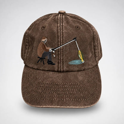 🔥 Last Day 50% OFF-🎣🧢 Catch of the Day Interactive Fishing Cap – Vintage Washed Moving Fish Hat