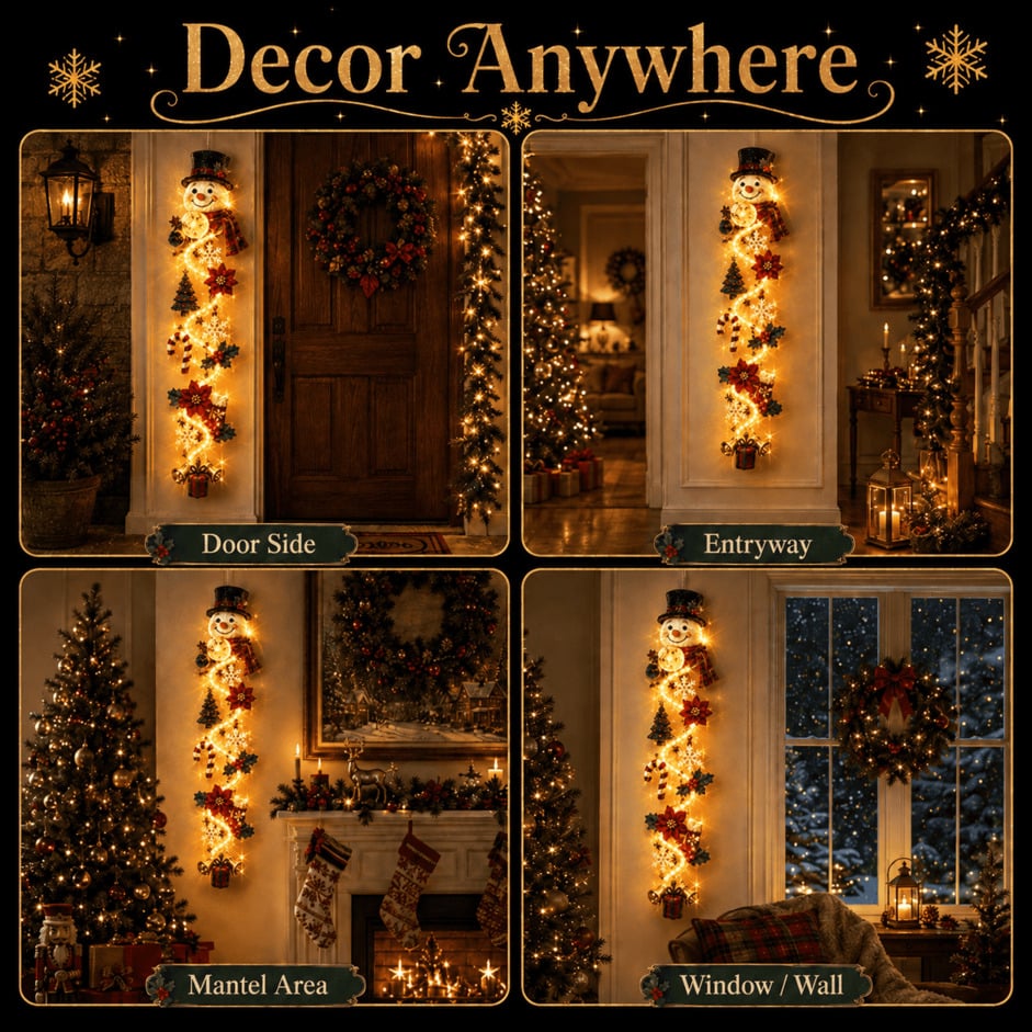 ⏳ Last Day 49% OFF –🎄✨ Create a Warm Christmas Welcome — Lighted Holiday Door Hanger for Your Front Door & Porch