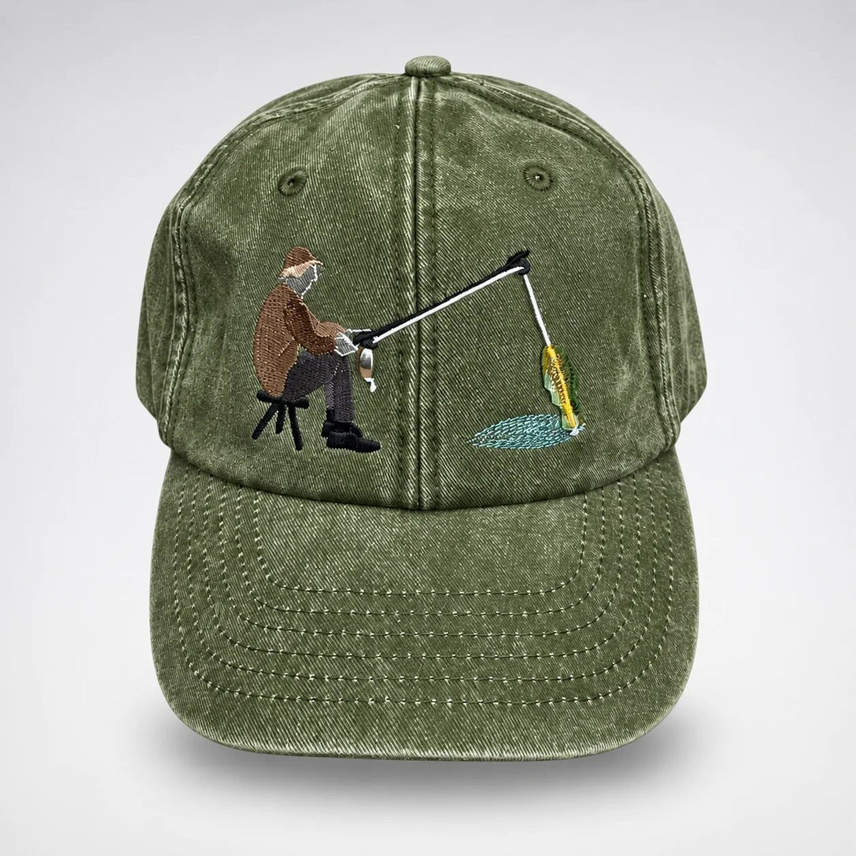 🔥 Last Day 50% OFF-🎣🧢 Catch of the Day Interactive Fishing Cap – Vintage Washed Moving Fish Hat