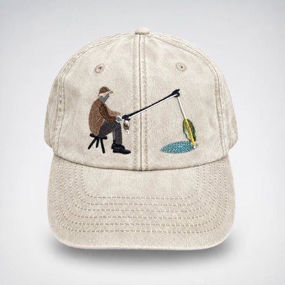 🔥 Last Day 50% OFF-🎣🧢 Catch of the Day Interactive Fishing Cap – Vintage Washed Moving Fish Hat