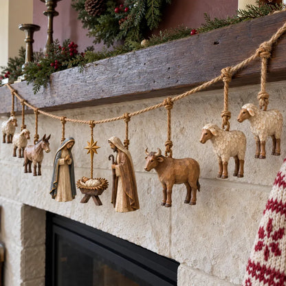 ✝️🎄Handcrafted Wooden Nativity Garland