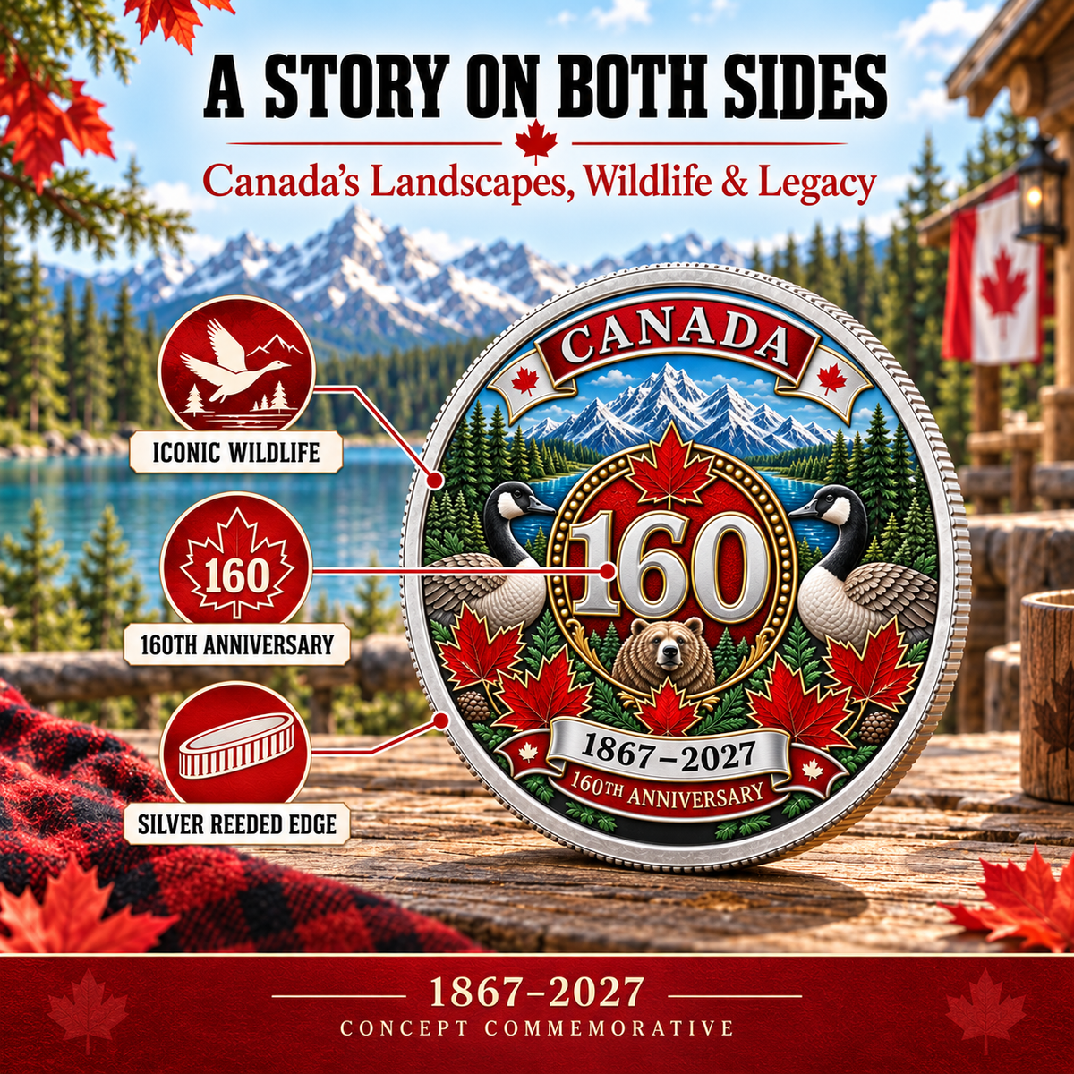 🍁Canada 160th Anniversary Commemorative Heritage Coin
